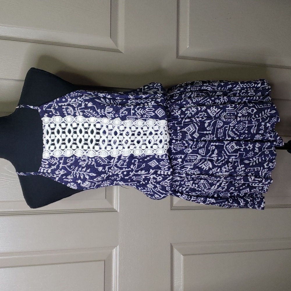 NWT Angie blue boho lace floral print rayon jumper size large